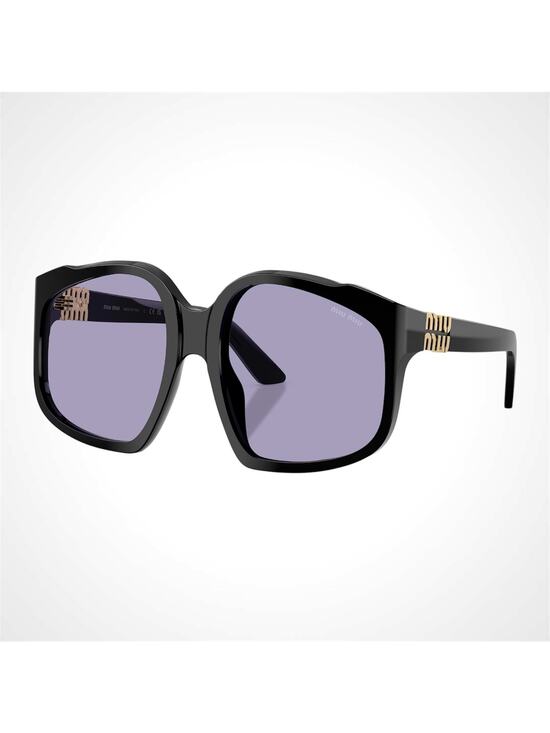 NEW MIU MIU Women\'s Sunglasses Black 59mm Violet Lens Oversized Acetate Gold main image 3